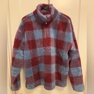 Eddie Bauer Maroon and Blue Fleece Pullover